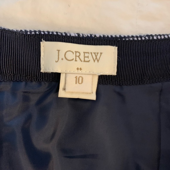 J. Crew Navy/WhiteTweed/Cotton A-Line Box Pleated Skirt (10) - Picture 2 of 7